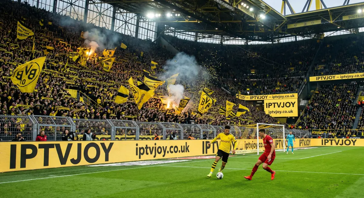 Watch every Bundesliga match live in 4K with IPTV Bundesliga football match action with German stadium atmosphere