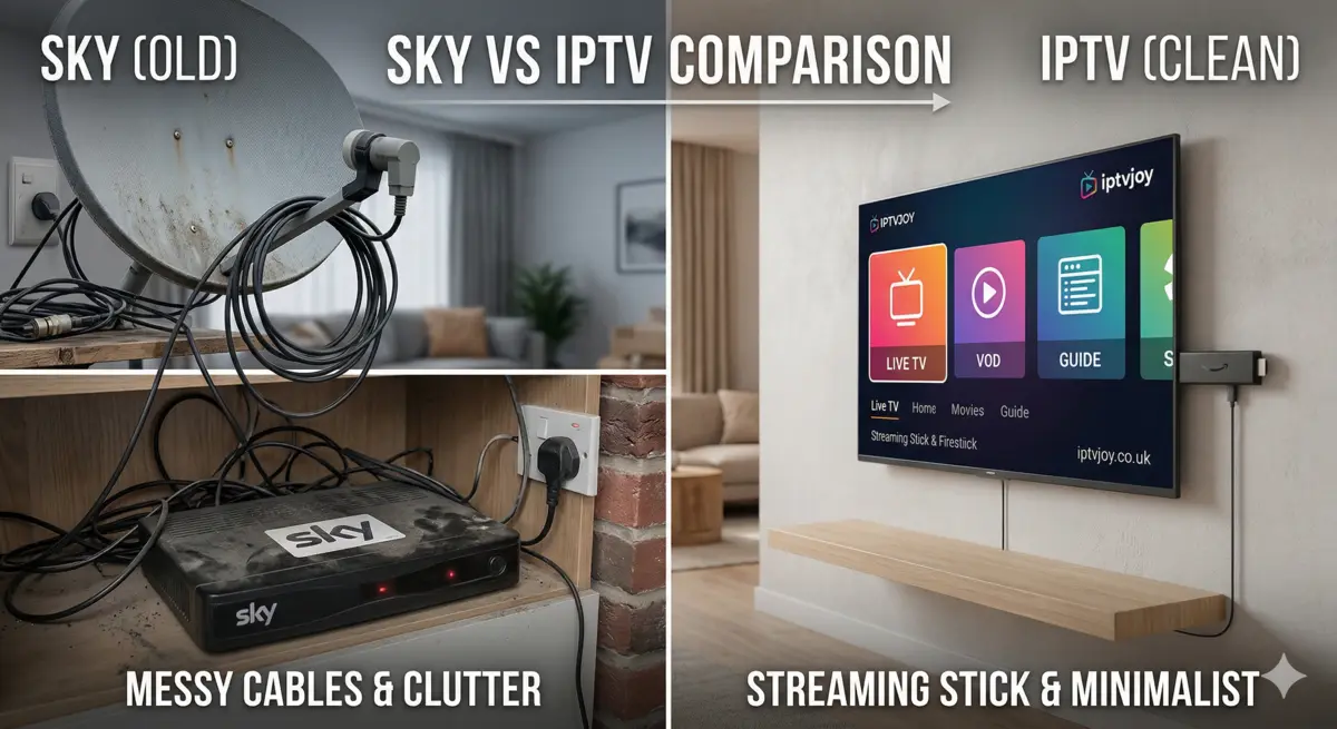 Side-by-side comparison of Sky Sports packages versus IPTV streaming costs