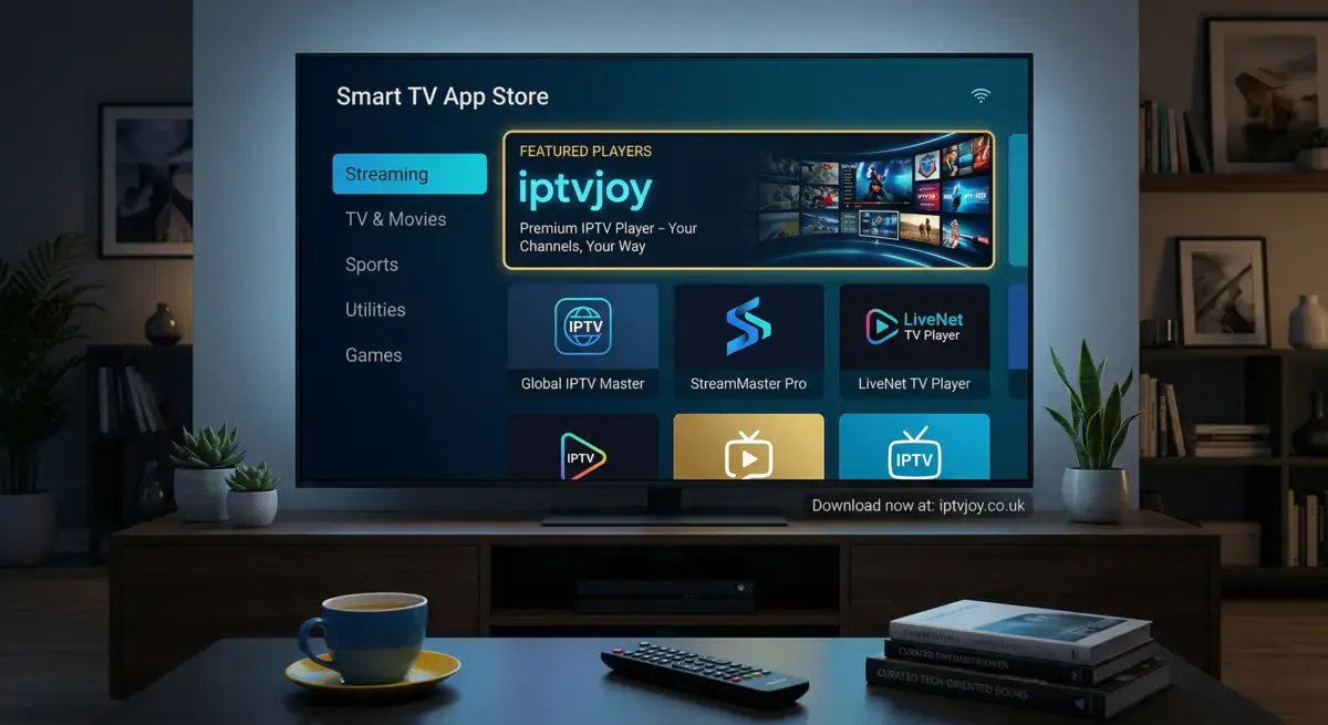 Smart TV app store showing popular IPTV and streaming applications